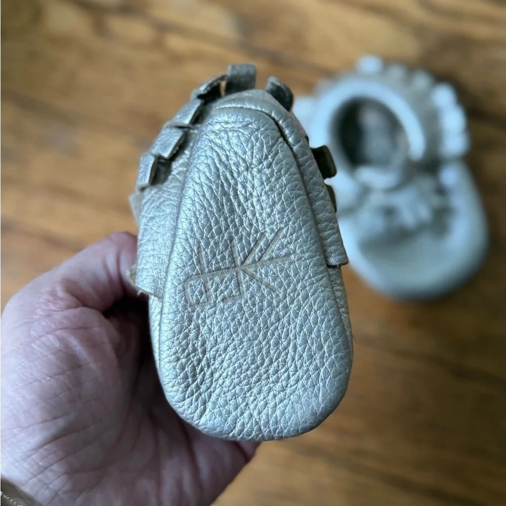 Freshly Picked Gold Leather Baby Moccasins - Size 1 (0-3 Months)